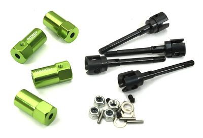 INTC23024 Green +15mm Axle and Wheel Hub for Axial SCX-10 w/ 4WS