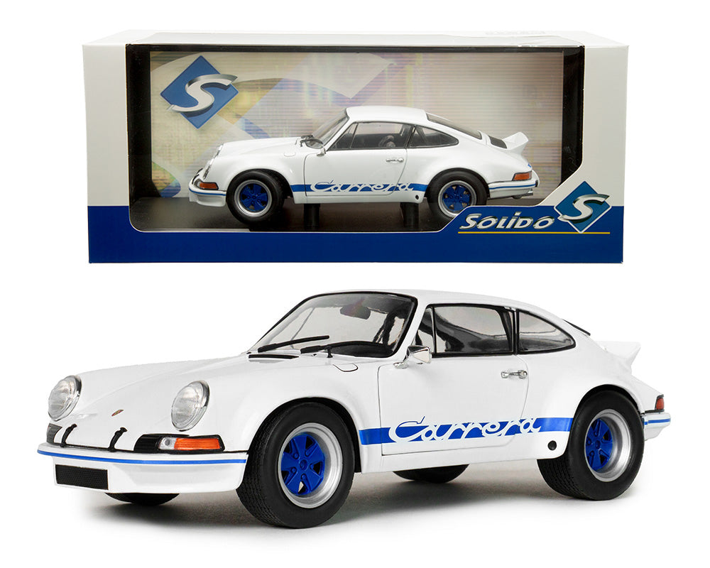 Solido S1801119 1:18 1973 Porsche 911 RSR – White/Blue Carrera Stripes