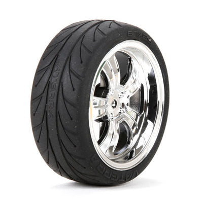 VTR43038 FR 5-Spoke Wheel/Tire 54x26mm Chrome (2)