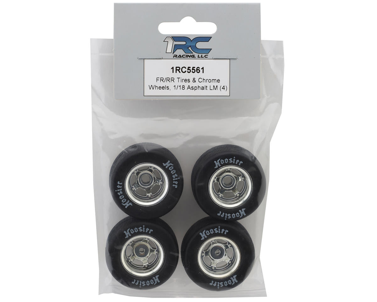 1RC5561 1RC Racing Pre-Mounted 1/18 Asphalt Late Model Hoosier Tires (Chrome) (4) (F/R) (Standard)