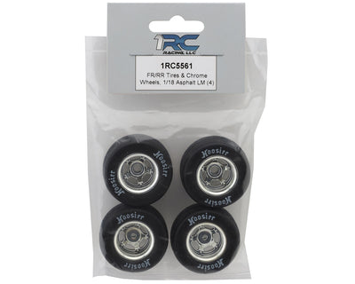 1RC5561 1RC Racing Pre-Mounted 1/18 Asphalt Late Model Hoosier Tires (Chrome) (4) (F/R) (Standard)