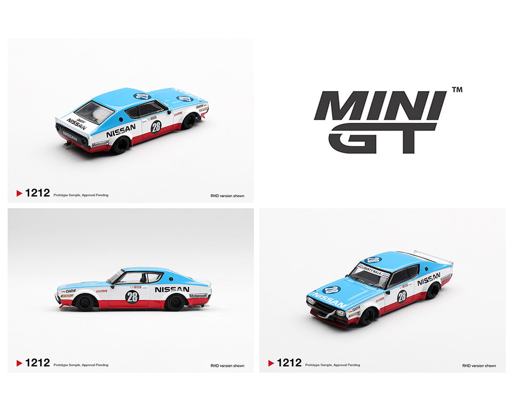 Mini GT MGT01212-BL 1:64 Nissan Skyline Kenmeri Liberty Walk Nissan Racing ’75 concept