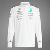 JX0757 Mercedes AMG Petronas Formula 1 2025 Men's Team Long Sleeve Polo Shirt - White -