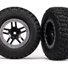 5885 Tire & wheel assy, glued (SCT Split-Spoke, black, satin chrome beadlock wheels, BFGoodrich® Mud-Terrain™ T/A® KM2 tires, inserts) (2) (2WD Front)
