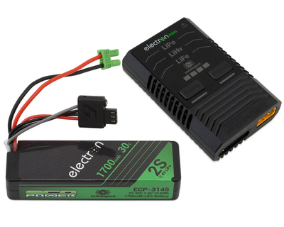 ECP-1020 EcoPower Intelligent 2S 1700mAh EC2 LiPo Battery/"Electron Mini" Charger Bundle (Losi™ Nascar/Arrma™ Grom Granite, Typhon, Mojave)