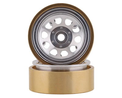 SSD00464 SCX24 1.0” Aluminum / Brass D Hole Beadlock Wheels (Silver) (2) (24g)