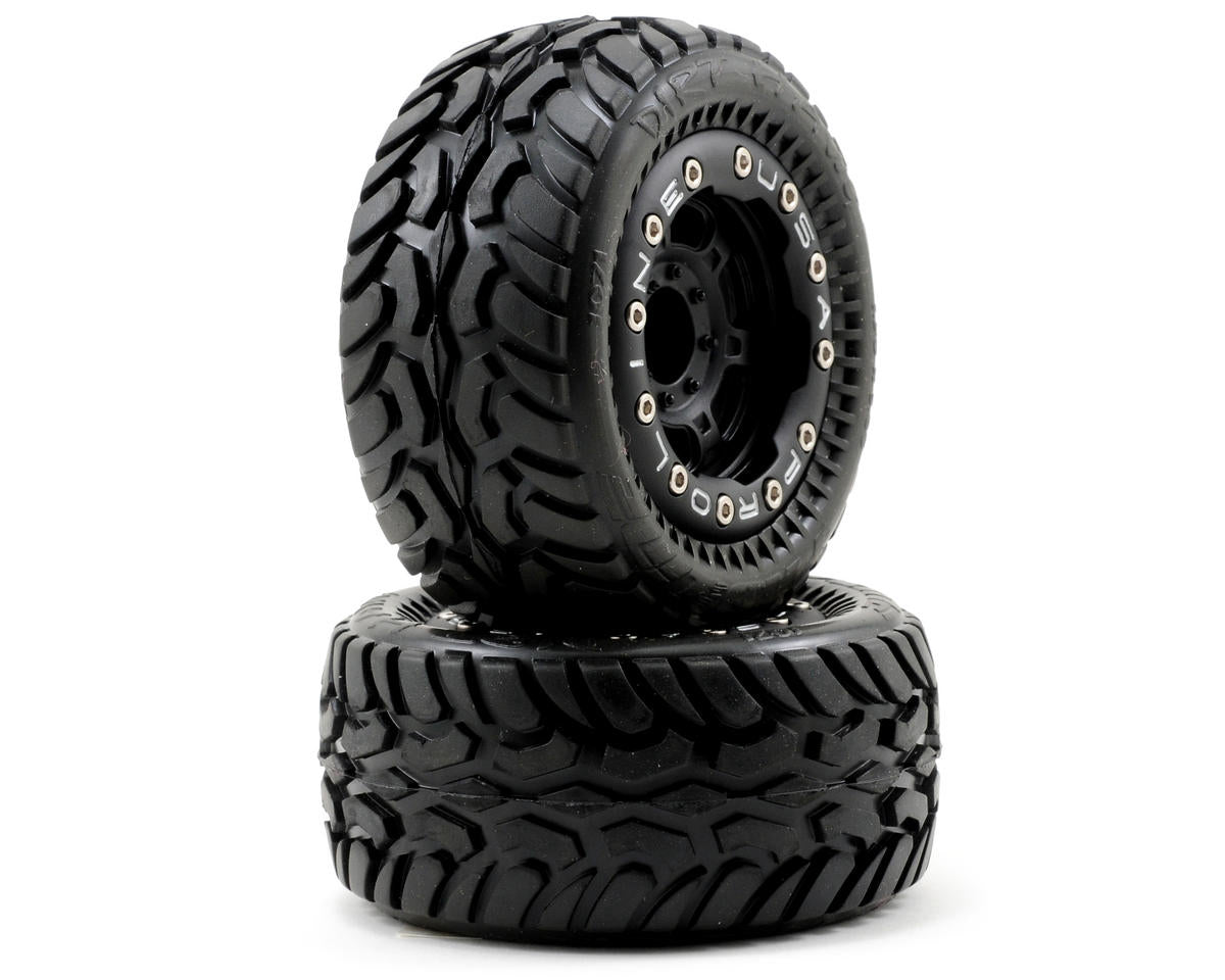 PRO107113 Pre-Mounted Dirt Hawg I (Titus) (2) (1/16 E-Revo) (Black) (Bead-Loc Wheels)
