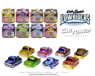 CarTuned 597346 1:64 Lowriders SHOW GLOW Series 1 Assortment of 8 Styles 2025 – L.E.D. Light Up Chassis