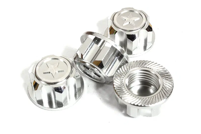 INTC29956SILVER Billet Machined 17mm Hex Wheel Nuts (4) 1/10 1/8