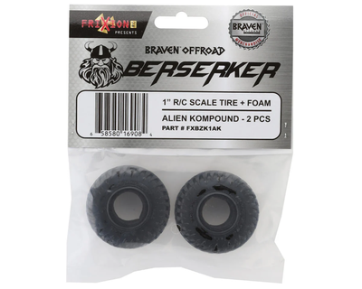 PBTFXBZK1AK Pit Bull Tires 1.0" Braven Berserker Micro Crawler Tires (2) (Alien) w/Foam Inserts