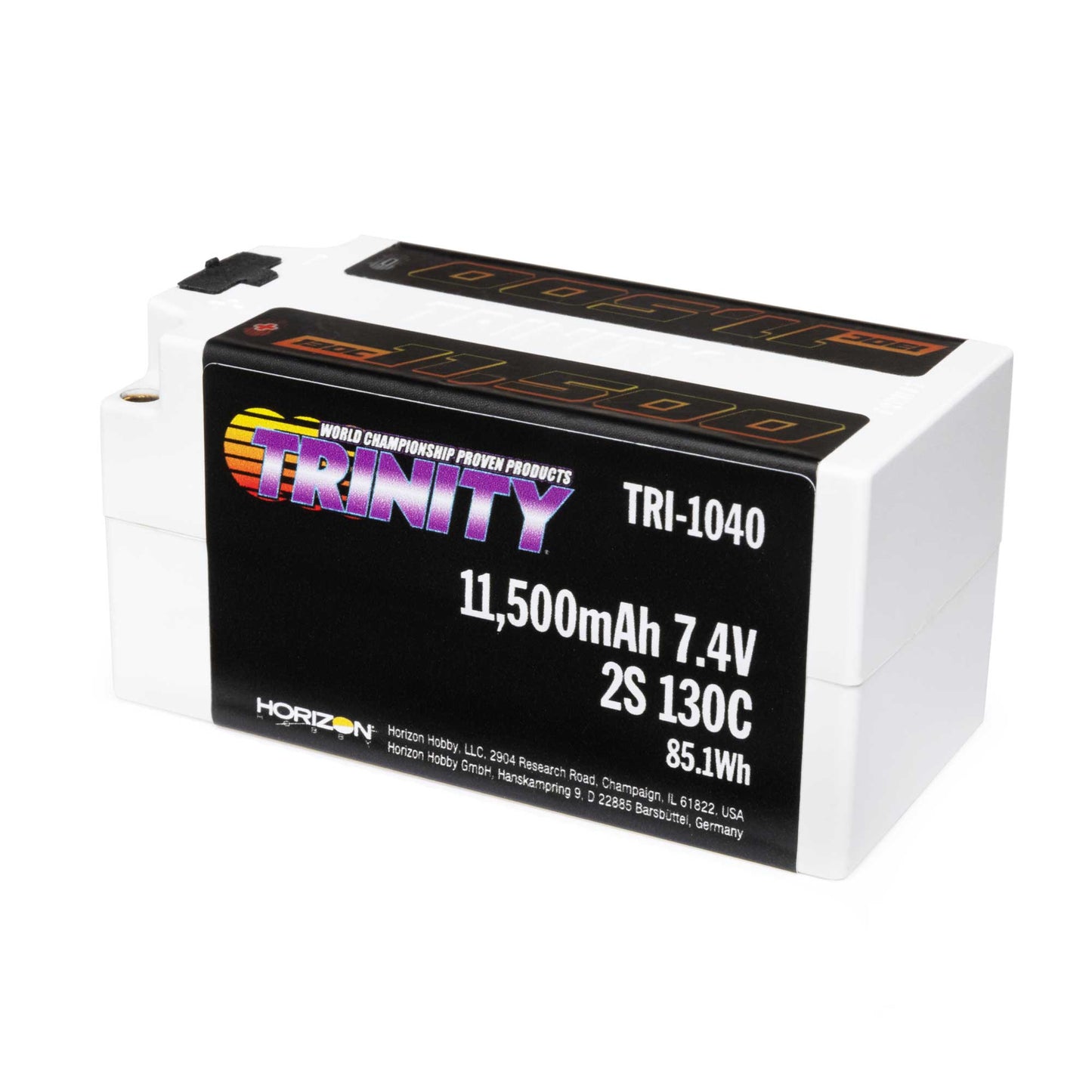 TRI-1040 7.4V 11500mAh 2S2P 130C Fat Shorty LiPo Battery, 5mm Bullets