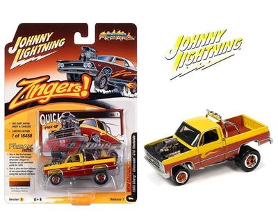 Johnny Lightning  JLSP228-24A 1:64 Street Freaks 2022 Release 1A- 1985 Chevrolet Silverado Zingers Yellow Solid Pack