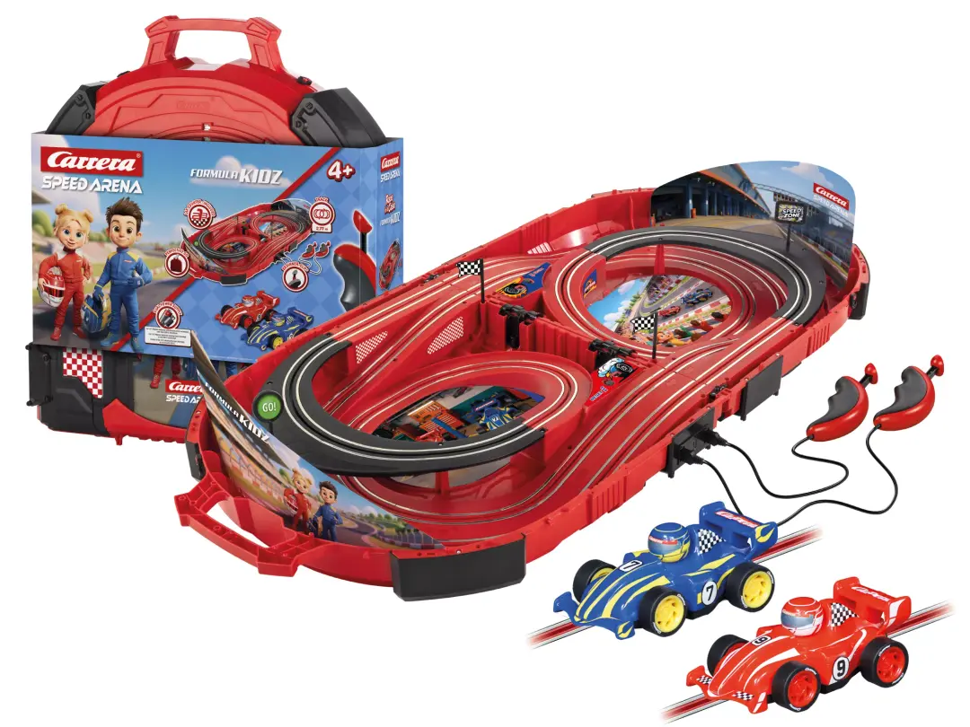 20016004 Carrera Speed Arena Formula Kidz 1/50 Slot Car Racing Track Set w/Fireflash & Thunderbold Cars