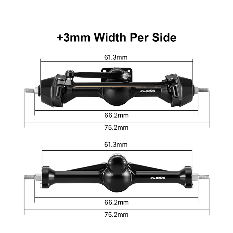 SCX30-25BKFR INJORA +3mm Planet Axles with Brass Steering Knuckles for 1/30 SCX30 - Black