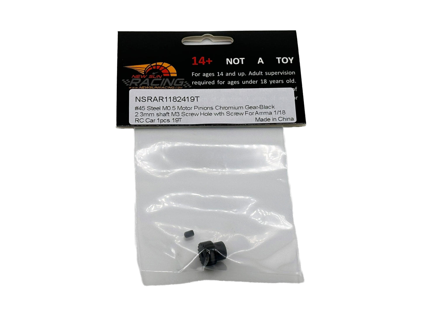NSRAR11824-19T Steel M0.5 Motor Pinions 2.3mm Shaft For Arrma 1/18