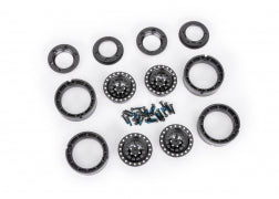 9881-BLK  Wheels, 1.0”, 6061-T6 aluminum (black-anodized) (4)/ 2x8mm BCS (24)
