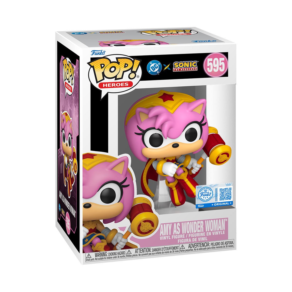 FU88907 Justice League x Sonic the Hedgehog Amy as Wonder Woman Funko Pop! Vinyl Figure #595