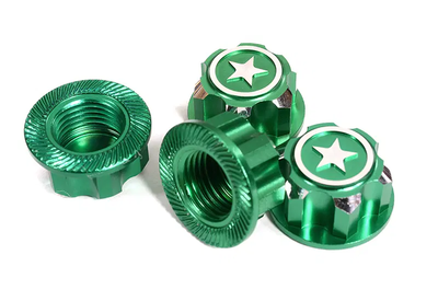 INTC29956GREEN Billet Machined 17mm Hex Wheel Nuts (4) 1/10 & 1/8 Scale