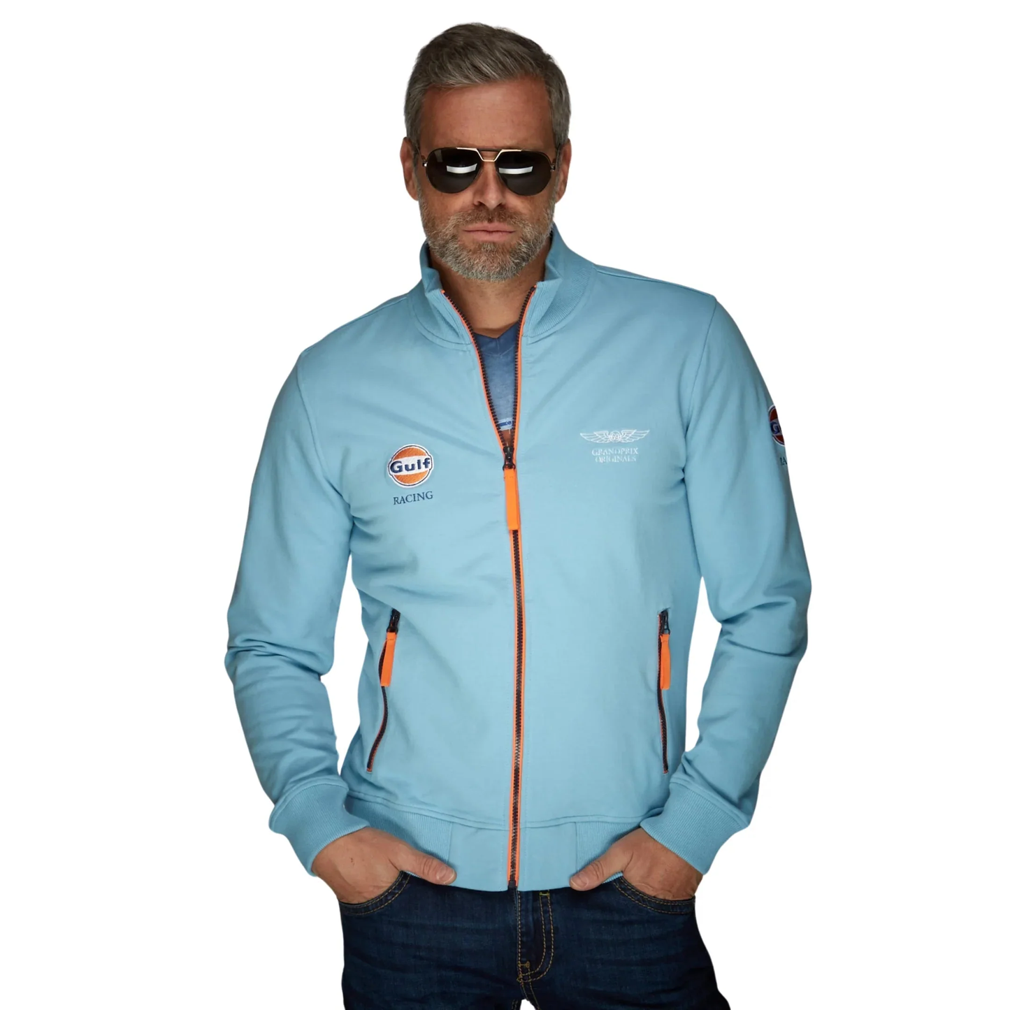 GrandPrix Originals Men's Gulf Raceway Cotton Zip Jacket - Blue