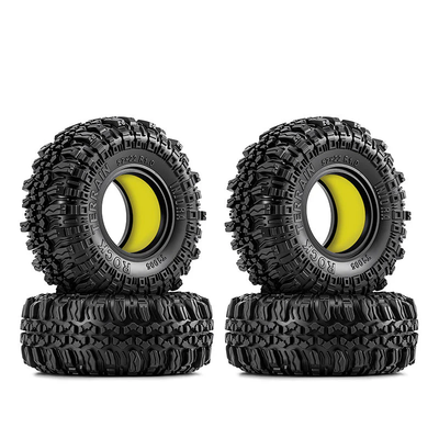 YQT-1005-1056YE INJORA 1.0" 57*22mm Rock Terrain Tires & Silicone Rubber Inserts Combo (4)