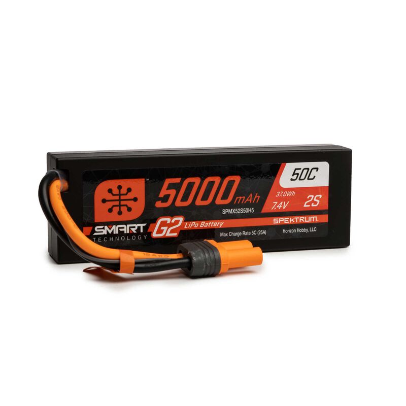 SPMX52S50H5 7.4V 5000mAh 2S 50C Smart G2 Hardcase LiPo Battery: IC5