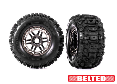 8979A Maxx 2.8" BLK Chrome Wheels & Belted Sledgehammer Tires (2)