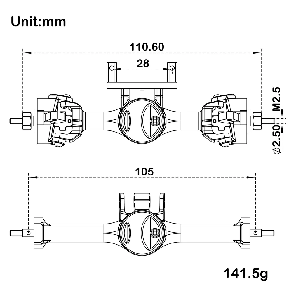 MEUS Racing TRX4M Metal V2 Isokinetic Front & Rear Axles w/ Adjustable Servo Mount for 1/18 TRX4M RC Crawler (Black)