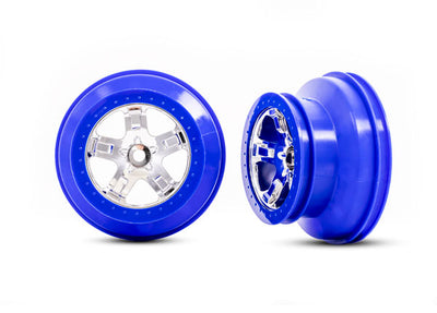 5870A Wheels, SCT chrome, blue beadlock style, dual profile (2.2” outer, 3.0” inner) (2) (2WD front only)