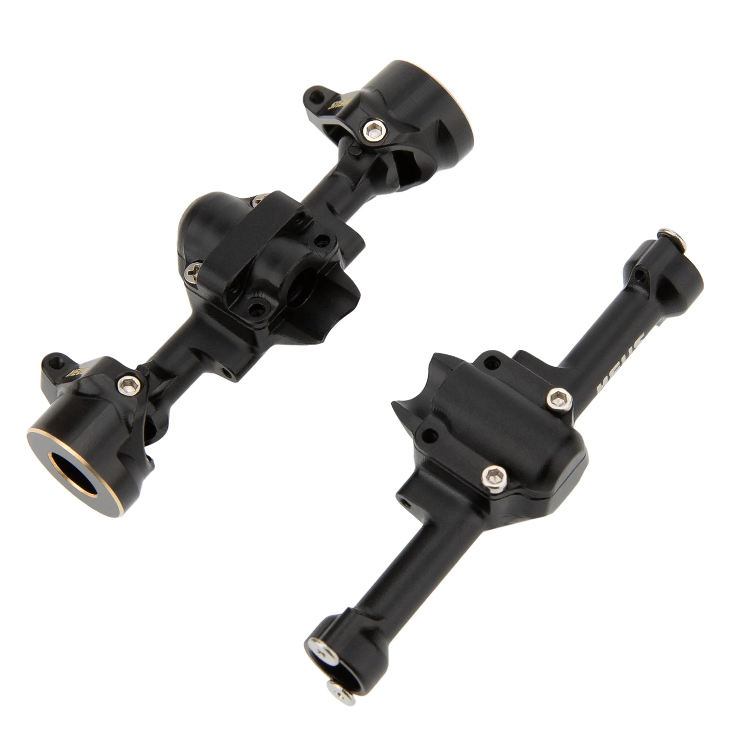 MEUS Racing SCX30 Axle Housing with Diff Covers and Steering Knuckles (Black)