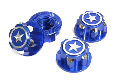 INTC29956BLUE Billet Machined 17mm Hex Wheel Nuts (4) 1/10 1/8
