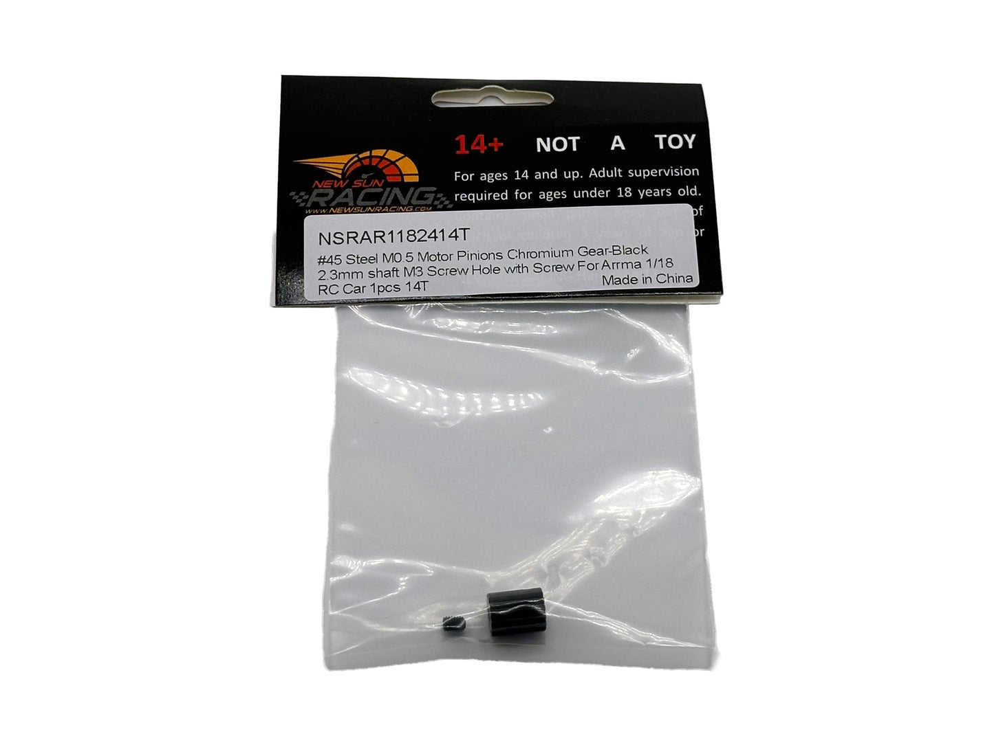 NSRAR11824-14T Steel M0.5 Motor Pinions 2.3mm Shaft For Arrma 1/18