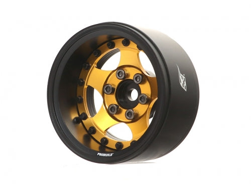 BRPB034MBKGD ProBuild™ 1.9" SV5 Adjustable Offset Aluminum Beadlock Wheels (2) Matte Black/Gold