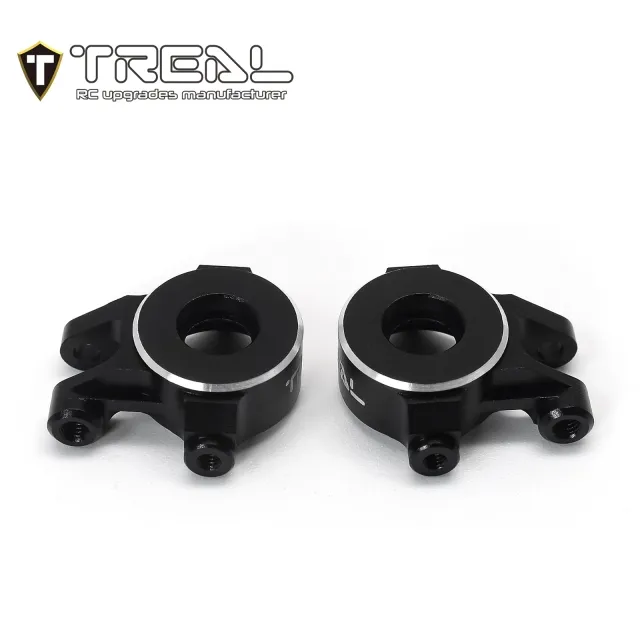 X003KIKGP9 TREAL Aluminum 7075 Front Steering Knuckles Set (2P) L&R CNC Machined Upgrades for 1/18 TRX4M Defender Bronco-Black