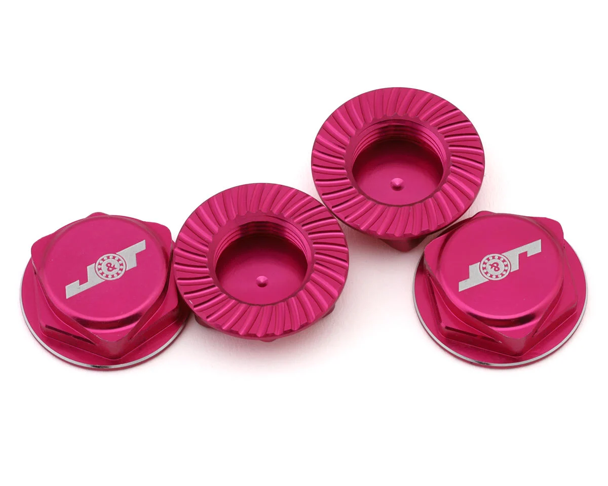 JTB-JT11160-PK J&T Bearing Co. Aluminum 17mm Serrated Wheel Nuts (Pink) (4)