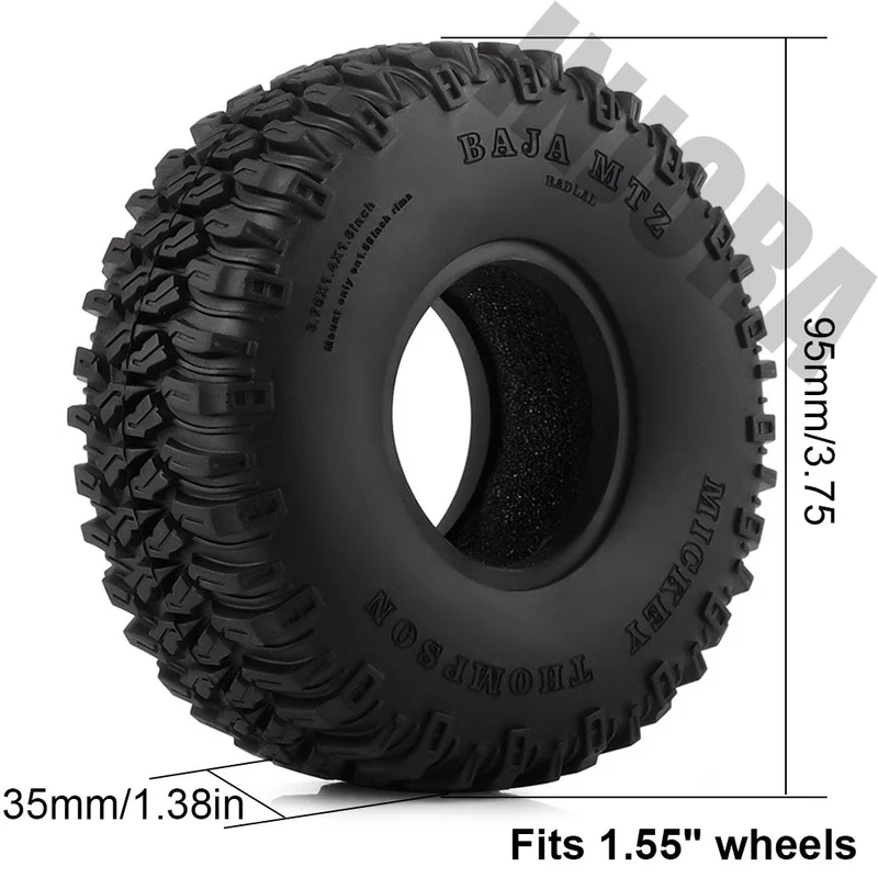 CRAW18111 INJORA 1.55" 95*35mm Soft Rubber Tires (T2020)