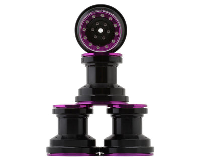 TLHTLMT18-55 TREAL Aluminum Beadlock Wheels Set of 4pcs for 1/18 Mini LMT Monster Truck - Black/Purple
