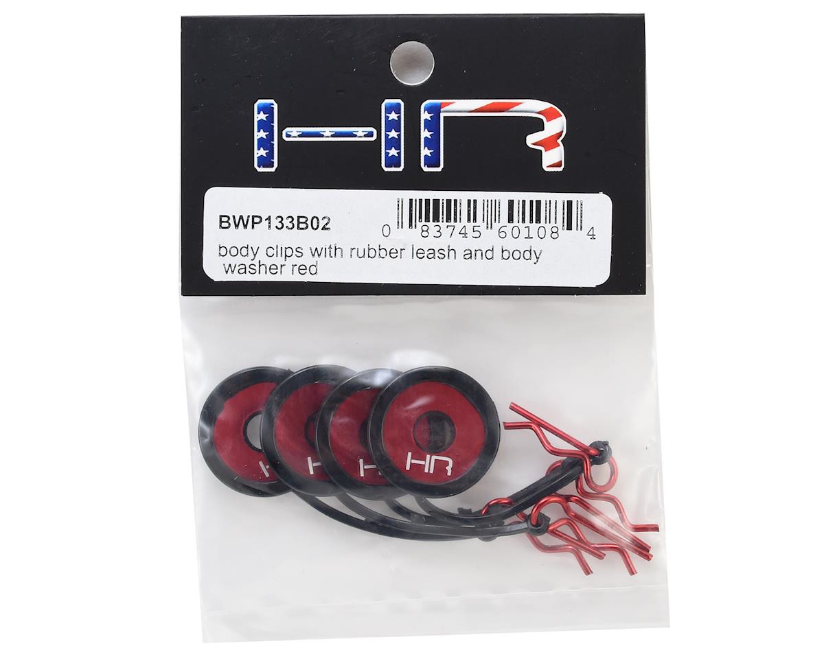 HRBWP133B02 - Red bent Body Clips 23mm long 1.2mm wire (4)