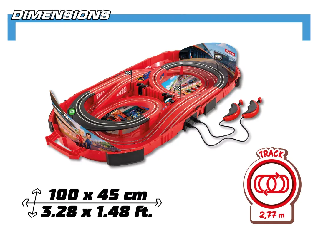 20016004 Carrera Speed Arena Formula Kidz 1/50 Slot Car Racing Track Set w/Fireflash & Thunderbold Cars