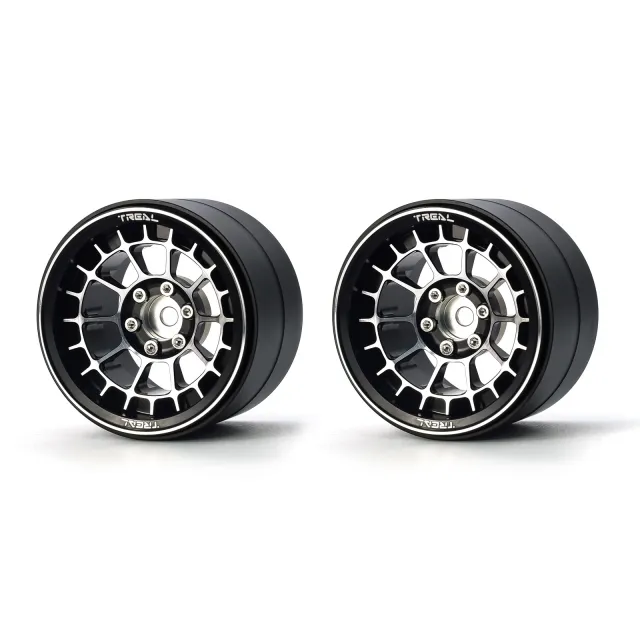 X002YF7CH9 Treal Aluminium 2.2 Beadlock Wheels Rims(2)pcs Fit RC Crawler Mud Truck 2.2 Tires for Ryft Wraith RR10 -Type A-Black