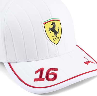 701233008 Scuderia Ferrari F1 2025 Charles Leclerc Miami GP Team Driver Hat - Puma White