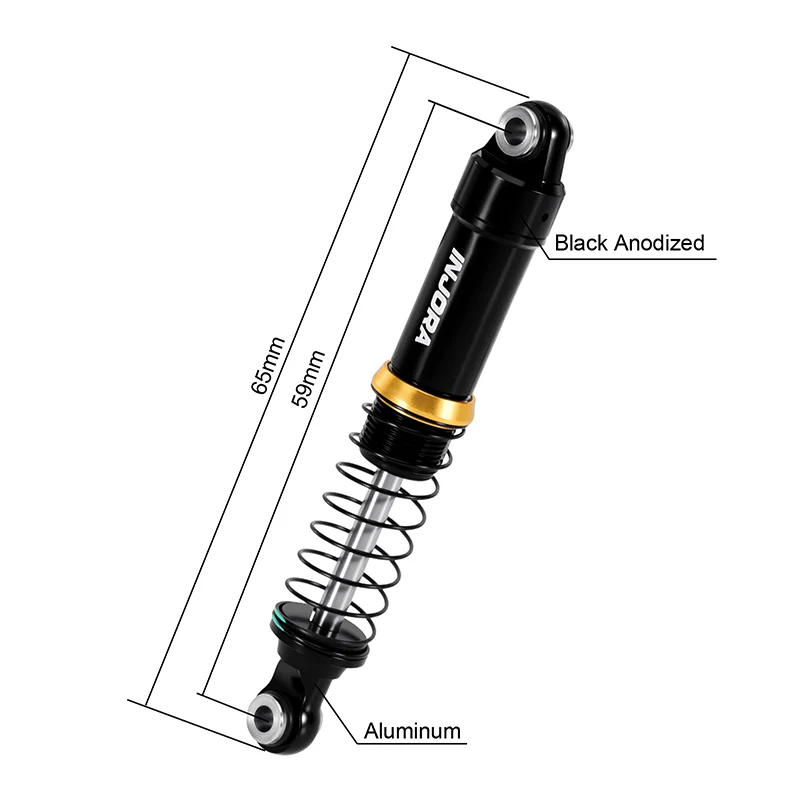 4M-122BK INJORA LS 59mm Aluminum Oil Shocks for 1/18 TRX4M - Black