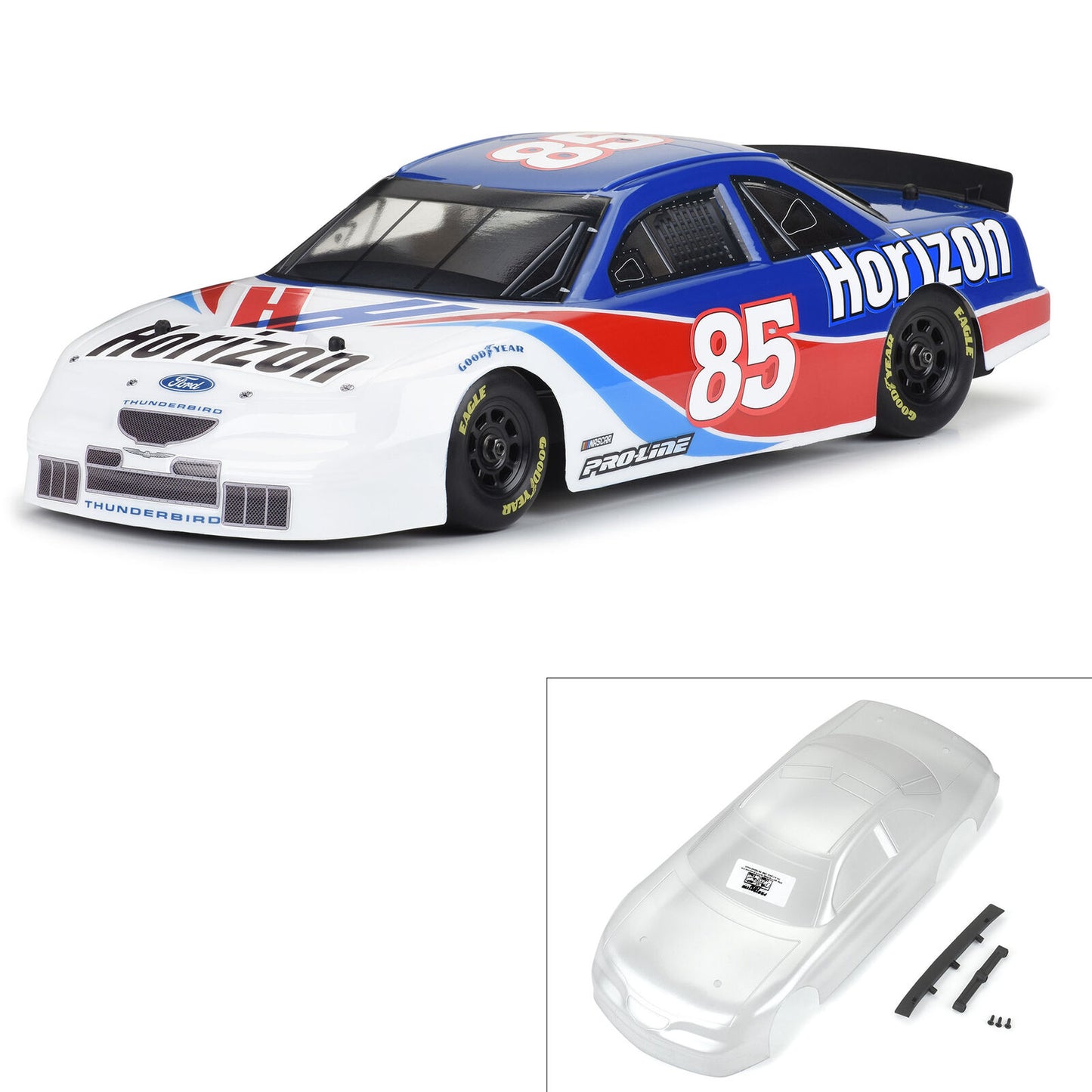 PRO371017 1/12 Pre-Cut 1996 Ford Thunderbird Clear Body: Losi NASCAR