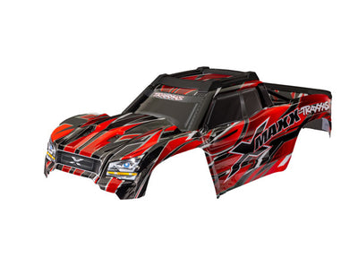 7867-RED  Body, X-Maxx®, red (painted, decals applied) (assembled with front & rear body mounts, rear body support, and tailgate protector)