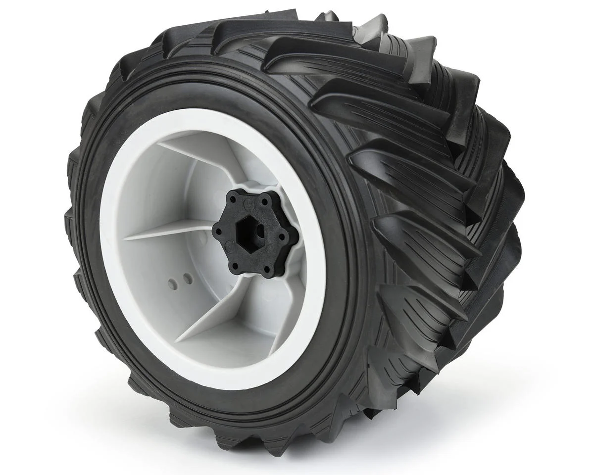 PRO1018715 Demolisher F/R 2.6"/3.5" MT Tires Mounted 12mm Gray Wheels (2)
