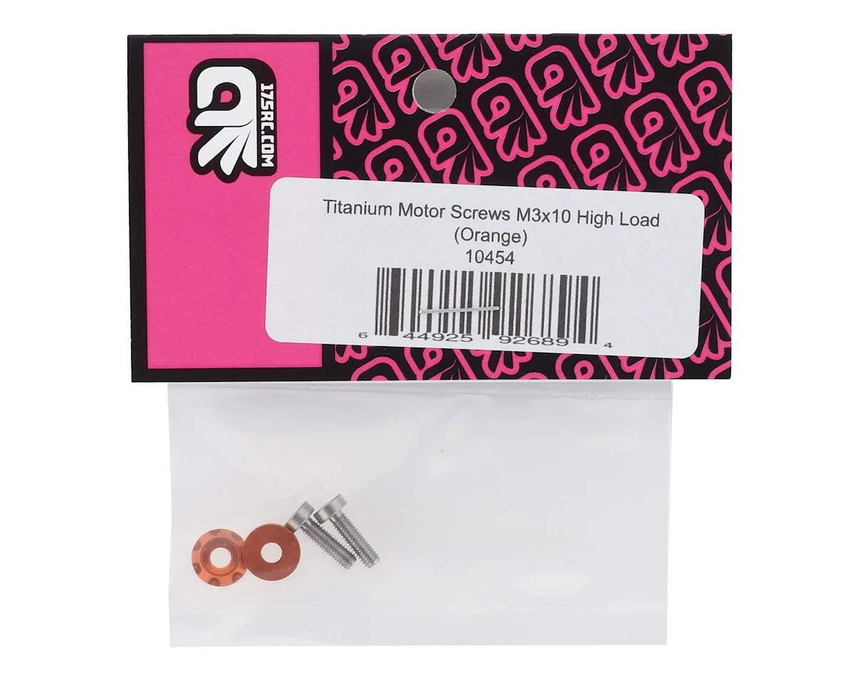 175-10454 175RC 3x10mm "High Load" Titanium Motor Screws (Orange)