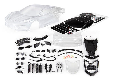 9311  Body, Chevrolet Corvette Stingray (clear, trimmed, requires painting)/ decal sheet (includes side mirrors, spoiler, grilles, vents, hardware, & clipless mounting)