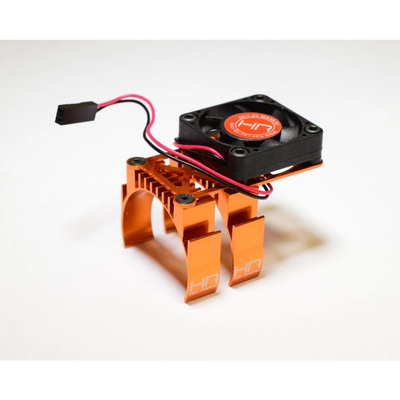 HRMH550TE03 Hot Racing Traxxas Clip-On Two-Piece Motor Heat Sink w/Fan (Orange)