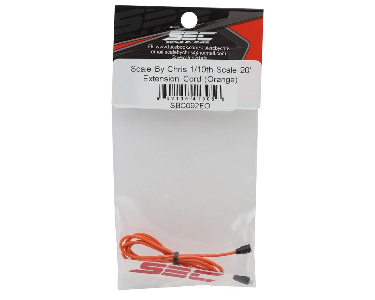 SBC092EO Scale By Chris 1/10th 20' Extension Cord Scale Crawler Accessory (Orange)
