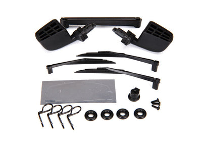 8817 Mirrors, side, black (left & right)/ o-rings (4)/ windshield wipers, left, right, & rear/ wiper retainers