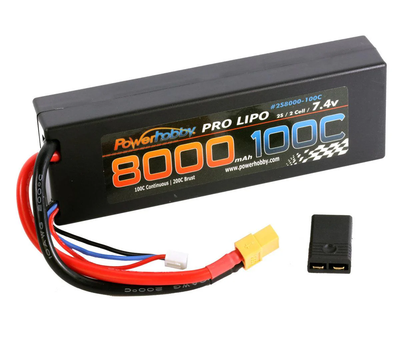 PHB2S8000100XT60 Powerhobby 2S 7.4V 8000mAh 100C-200C Lipo Battery W XT60 Plug + Adapter